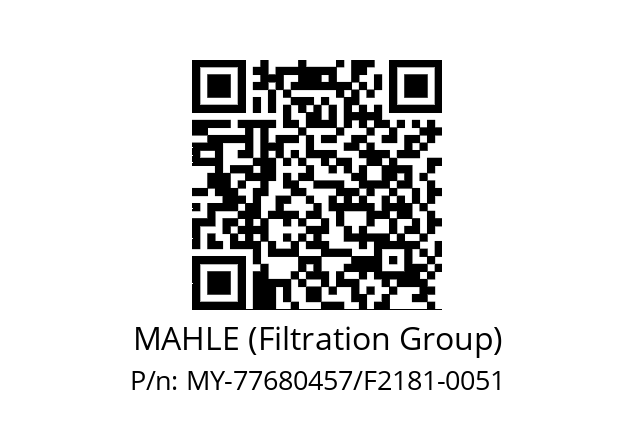   MAHLE (Filtration Group) MY-77680457/F2181-0051