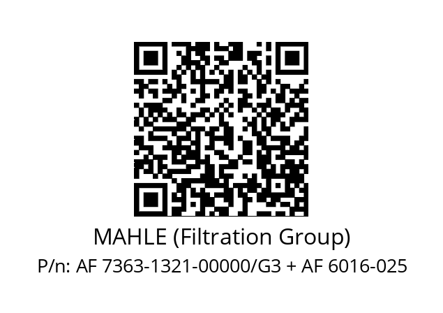   MAHLE (Filtration Group) AF 7363-1321-00000/G3 + AF 6016-025