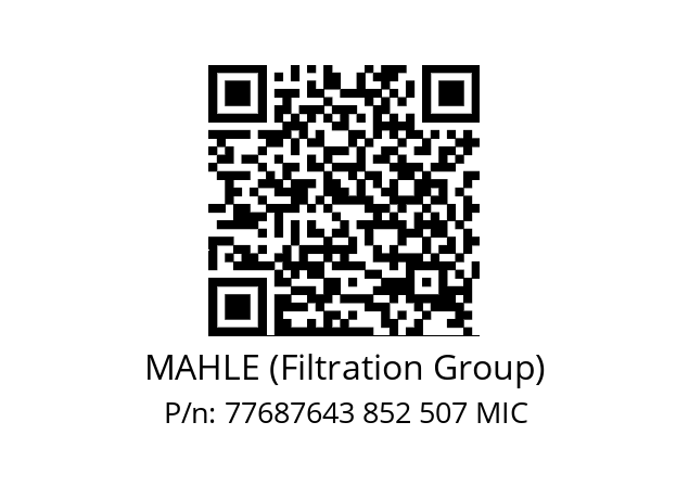   MAHLE (Filtration Group) 77687643 852 507 MIC