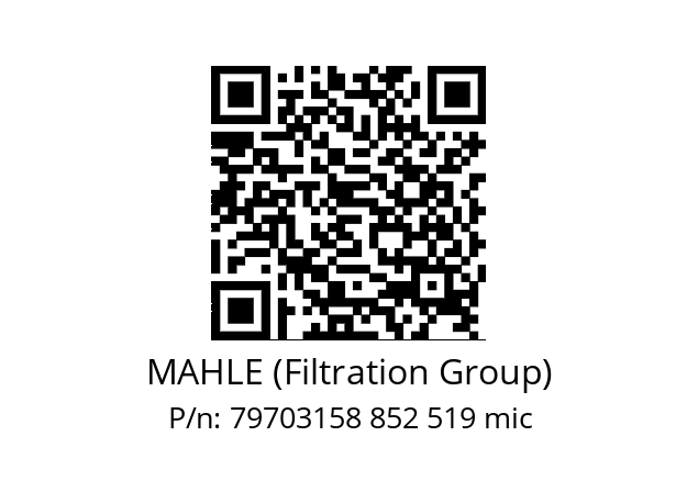   MAHLE (Filtration Group) 79703158 852 519 mic