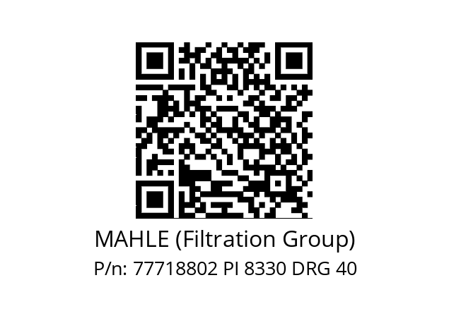   MAHLE (Filtration Group) 77718802 PI 8330 DRG 40