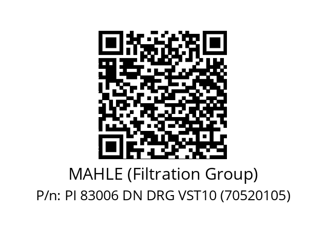   MAHLE (Filtration Group) PI 83006 DN DRG VST10 (70520105)