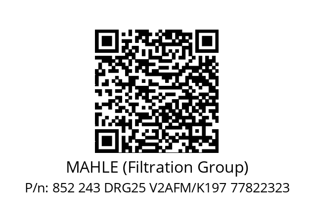   MAHLE (Filtration Group) 852 243 DRG25 V2AFM/K197 77822323