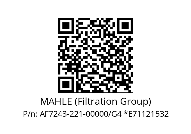   MAHLE (Filtration Group) AF7243-221-00000/G4 *E71121532