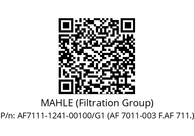   MAHLE (Filtration Group) AF7111-1241-00100/G1 (AF 7011-003 F.AF 711.)