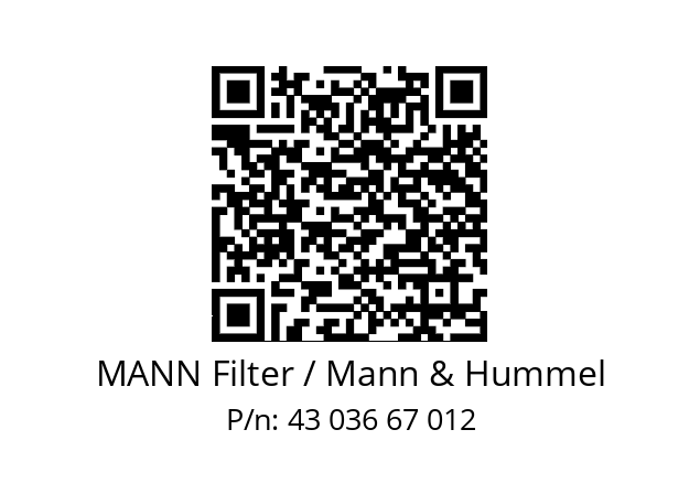 Strainer  MANN Filter / Mann & Hummel 43 036 67 012