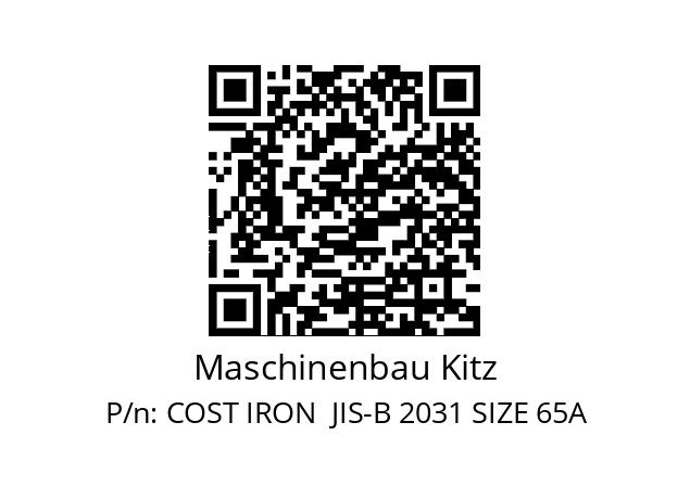   Maschinenbau Kitz COST IRON  JIS-B 2031 SIZE 65A