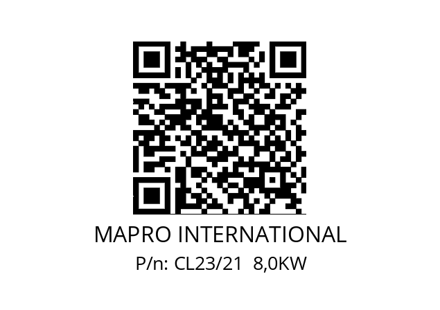   MAPRO INTERNATIONAL CL23/21  8,0KW