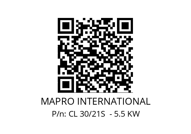   MAPRO INTERNATIONAL CL 30/21S  - 5.5 KW