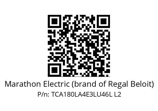   Marathon Electric (brand of Regal Beloit) TCA180LA4E3LU46L L2