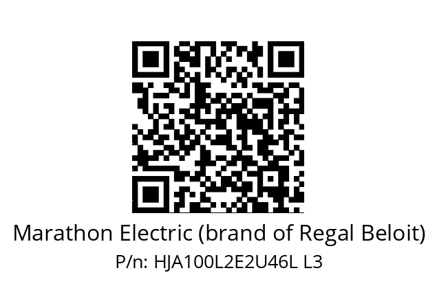   Marathon Electric (brand of Regal Beloit) HJA100L2E2U46L L3