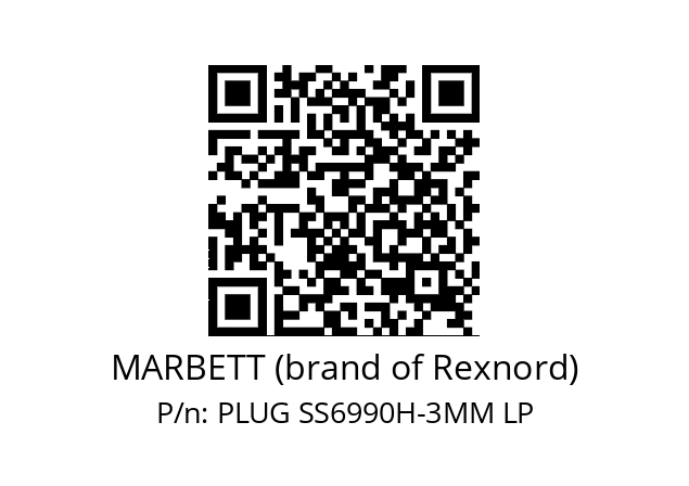   MARBETT (brand of Rexnord) PLUG SS6990H-3MM LP