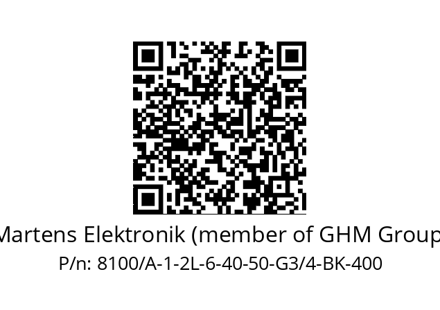   Martens Elektronik (member of GHM Group) 8100/A-1-2L-6-40-50-G3/4-BK-400