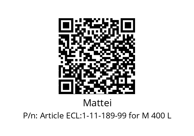   Mattei Article ECL:1-11-189-99 for M 400 L