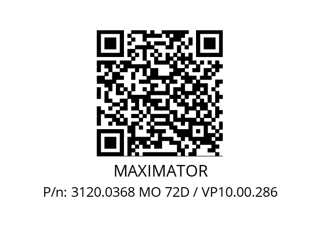   MAXIMATOR 3120.0368 MO 72D / VP10.00.286