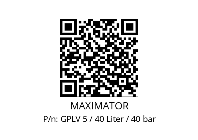   MAXIMATOR GPLV 5 / 40 Liter / 40 bar