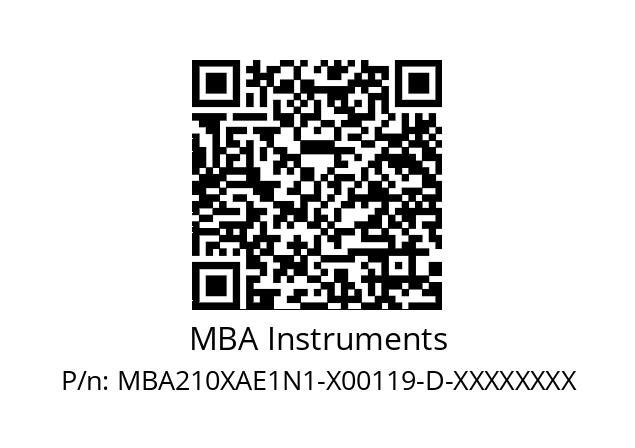   MBA Instruments MBA210XAE1N1-X00119-D-XXXXXXXX