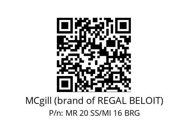   MCgill (brand of REGAL BELOIT) MR 20 SS/MI 16 BRG