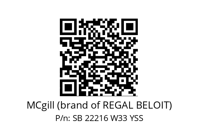   MCgill (brand of REGAL BELOIT) SB 22216 W33 YSS