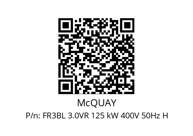   McQUAY FR3BL 3.0VR 125 kW 400V 50Hz H