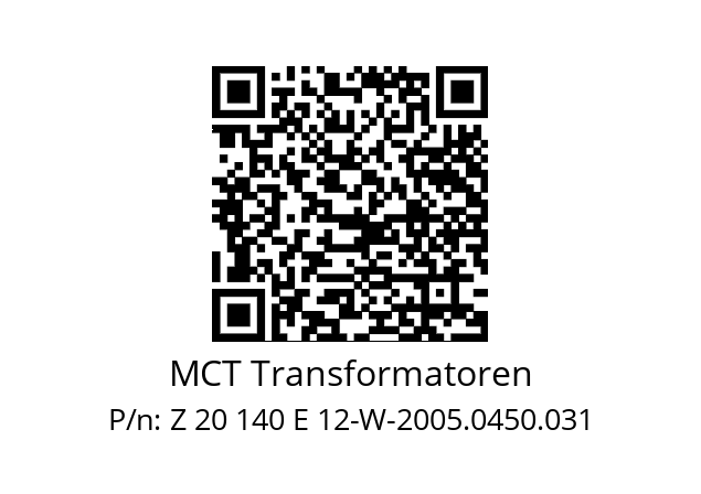   MCT Transformatoren Z 20 140 E 12-W-2005.0450.031