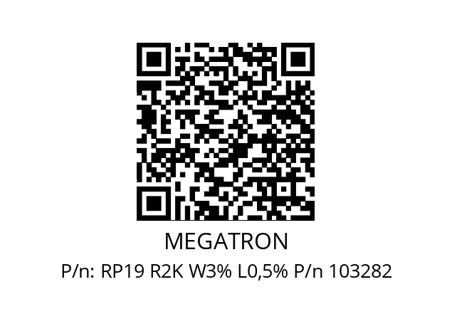   MEGATRON RP19 R2K W3% L0,5% P/n 103282