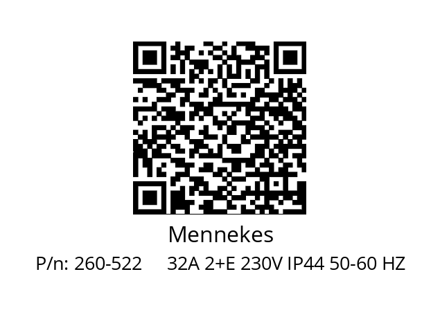   Mennekes 260-522     32A 2+E 230V IP44 50-60 HZ