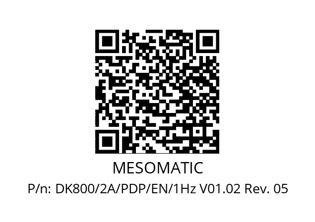   MESOMATIC DK800/2A/PDP/EN/1Hz V01.02 Rev. 05