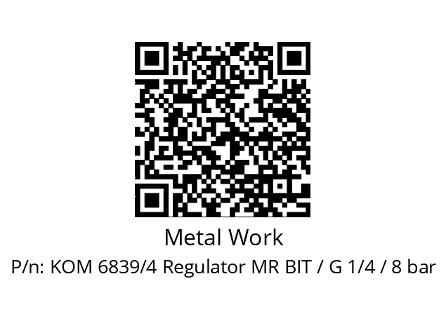   Metal Work KOM 6839/4 Regulator MR BIT / G 1/4 / 8 bar