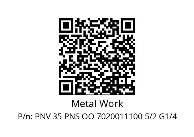   Metal Work PNV 35 PNS OO 7020011100 5/2 G1/4