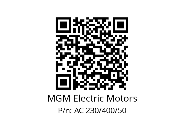   MGM Electric Motors AC 230/400/50