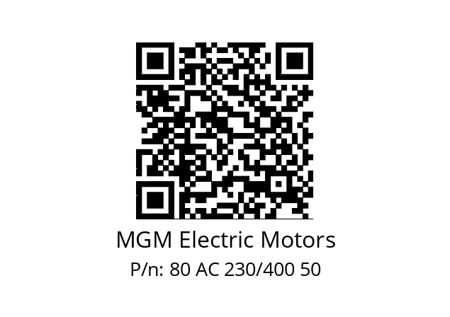   MGM Electric Motors 80 AC 230/400 50