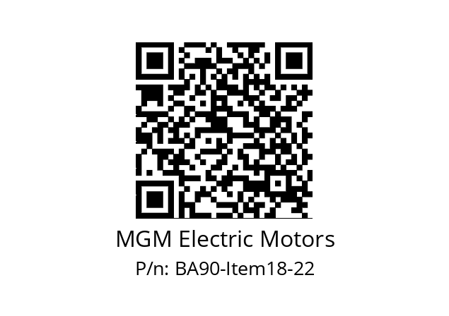   MGM Electric Motors BA90-Item18-22