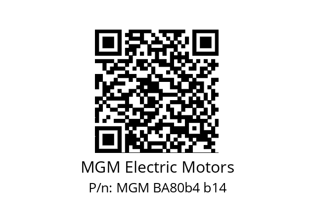   MGM Electric Motors MGM BA80b4 b14