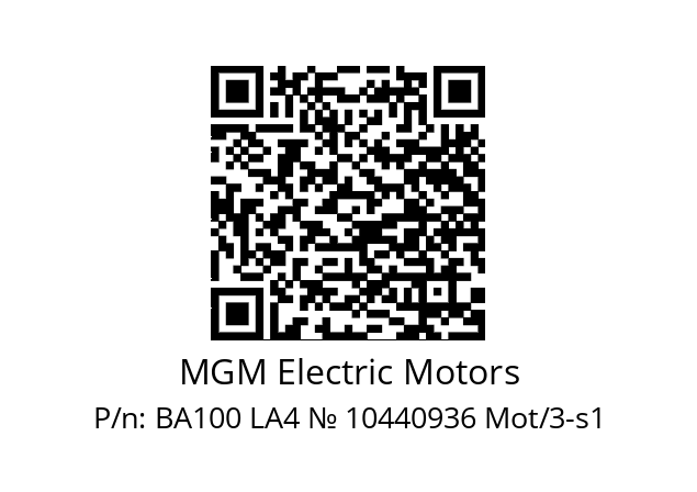   MGM Electric Motors BA100 LA4 № 10440936 Mot/3-s1