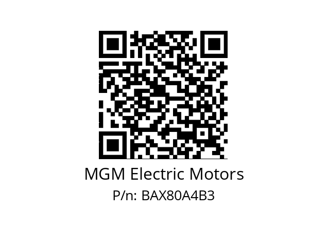   MGM Electric Motors BAX80A4B3