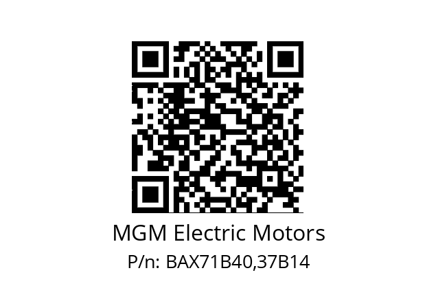   MGM Electric Motors BAX71B40,37B14