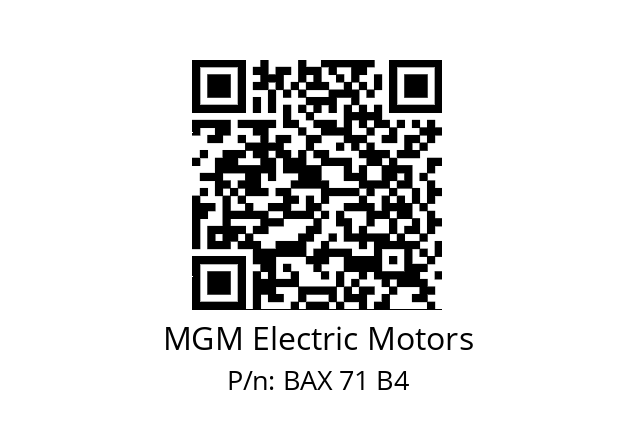   MGM Electric Motors BAX 71 B4