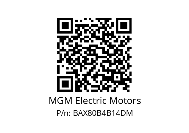   MGM Electric Motors BAX80B4B14DM