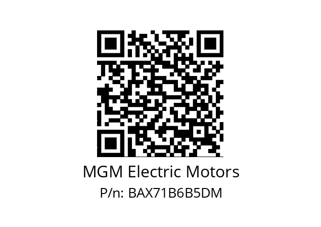   MGM Electric Motors BAX71B6B5DM