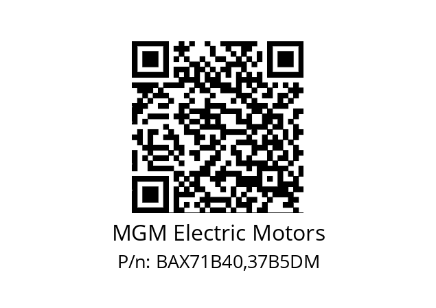   MGM Electric Motors BAX71B40,37B5DM