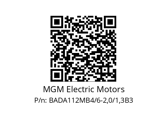   MGM Electric Motors BADA112MB4/6-2,0/1,3B3