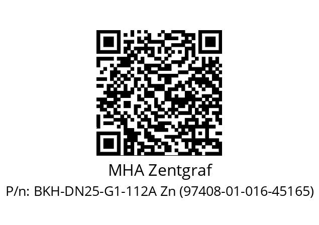   MHA Zentgraf BKH-DN25-G1-112A Zn (97408-01-016-45165)