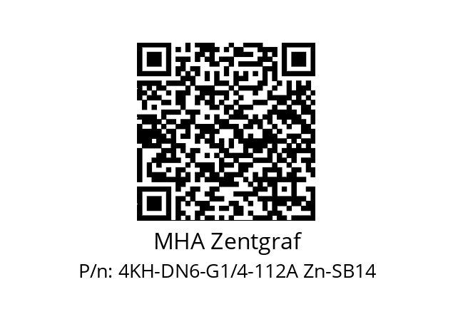   MHA Zentgraf 4KH-DN6-G1/4-112A Zn-SB14