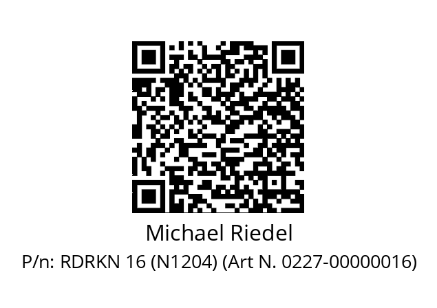   Michael Riedel RDRKN 16 (N1204) (Art N. 0227-00000016)