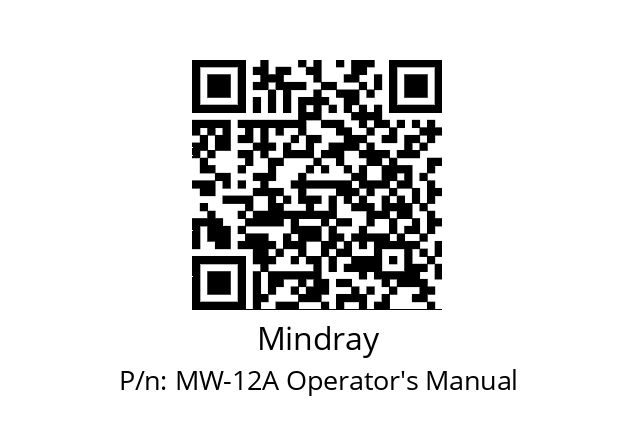   Mindray MW-12A Operator's Manual