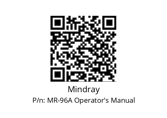   Mindray MR-96A Operator's Manual