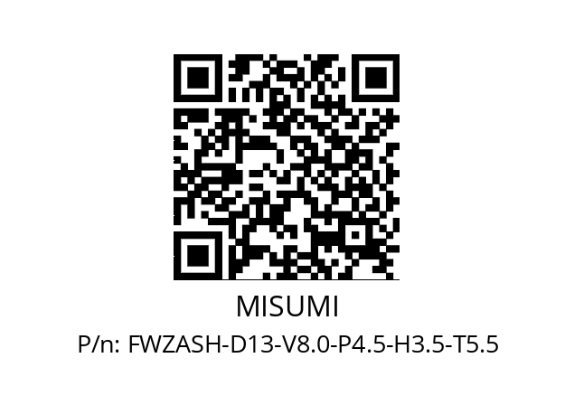   MISUMI FWZASH-D13-V8.0-P4.5-H3.5-T5.5