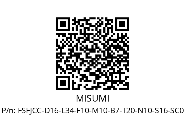   MISUMI FSFJCC-D16-L34-F10-M10-B7-T20-N10-S16-SC0