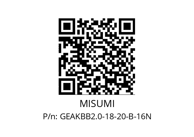   MISUMI GEAKBB2.0-18-20-B-16N